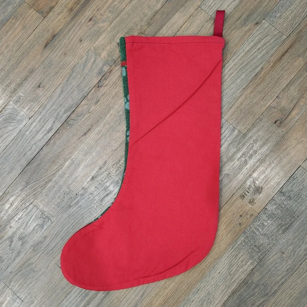 German Shepherd Dog‎ Christmas Tapestry Stocking USA Red Green Santa Hat Picken